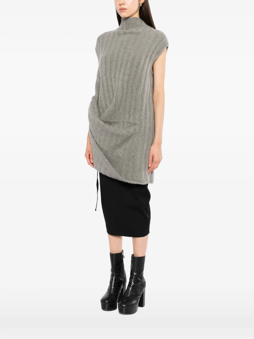 Rick Owens ribbed-knit sleeveless sweater Grijs