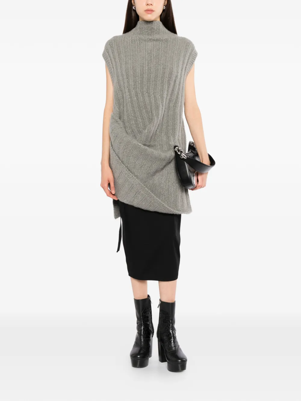 Rick Owens ribbed-knit sleeveless sweater Grijs