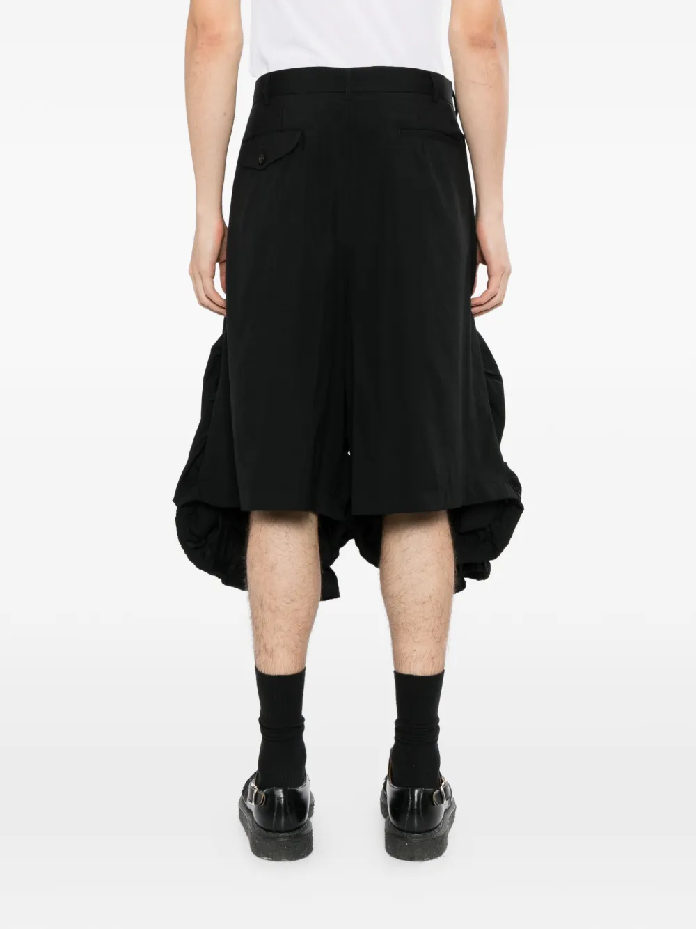 Comme des Garçons Homme Plus ruched tiered shorts Zwart