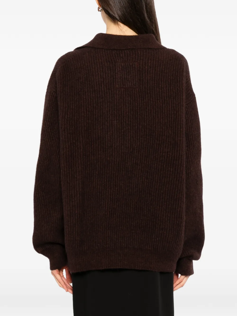 Uma Wang ribbed-knit polo-collar sweater Bruin