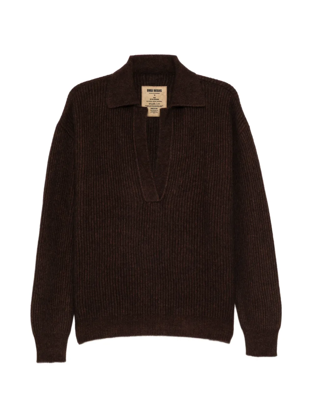 Uma Wang ribbed-knit polo-collar sweater - Marrone