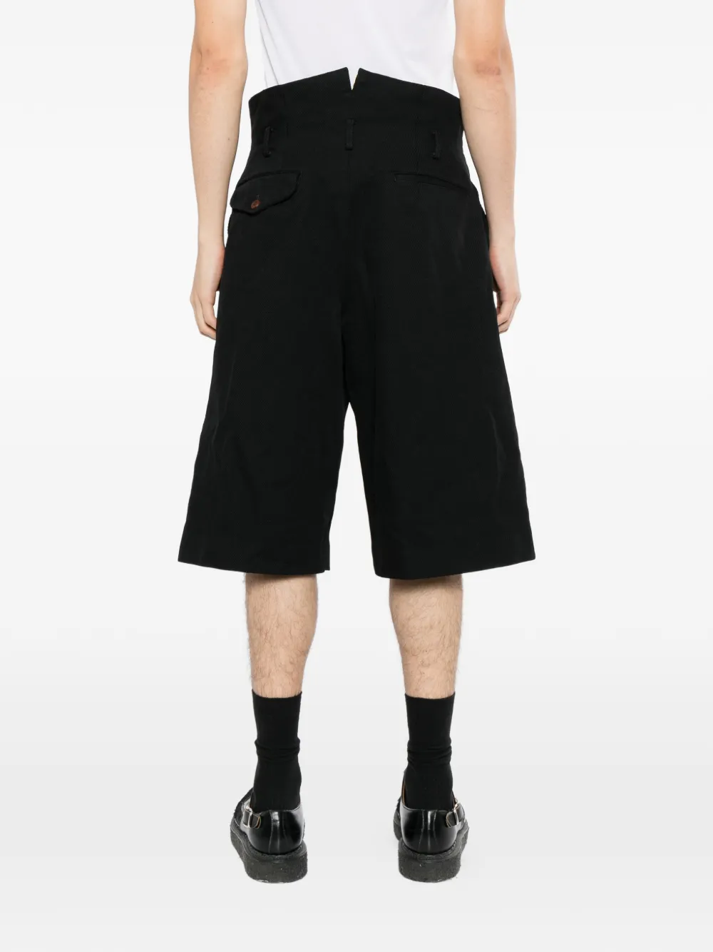 Comme des Garçons Homme Plus pleated wide-leg shorts Zwart