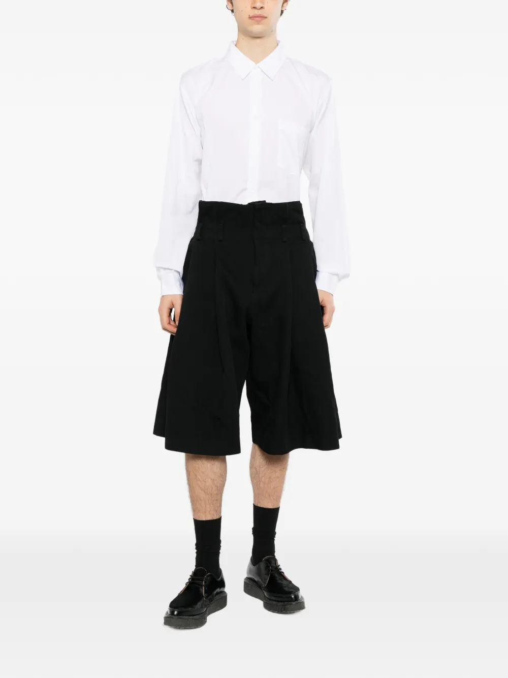 Comme des Garçons Homme Plus pleated wide-leg shorts Zwart