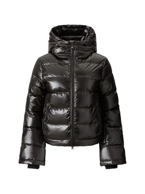 Perfect Moment Metallic Polar Flare Down Jacket in Black