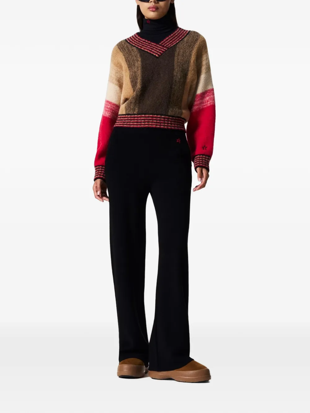 Perfect Moment Alpaca-and-wool V-neck Sweater in Brown, view 2