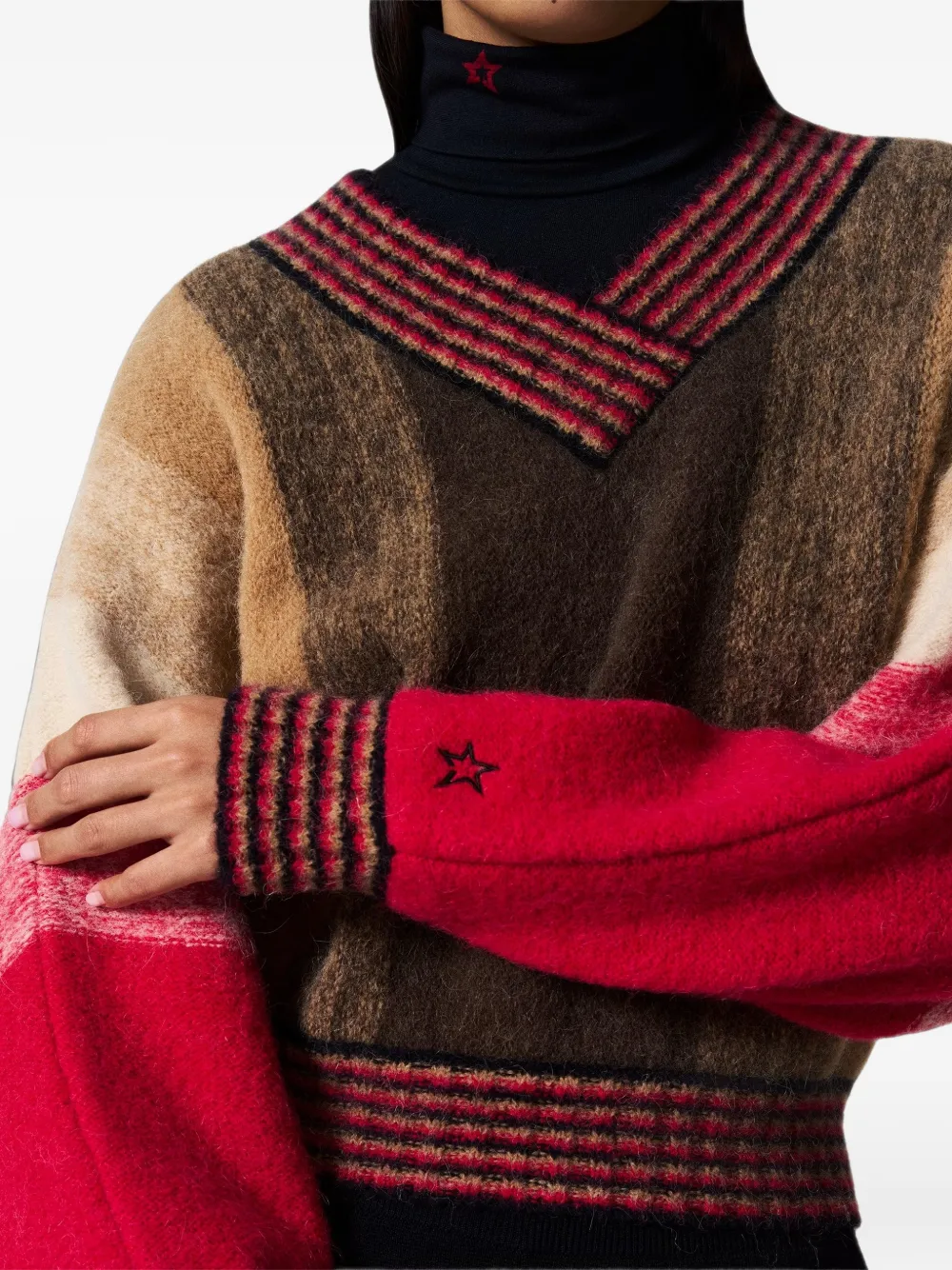 Perfect Moment Alpaca-and-wool V-neck Sweater in Brown, view 5