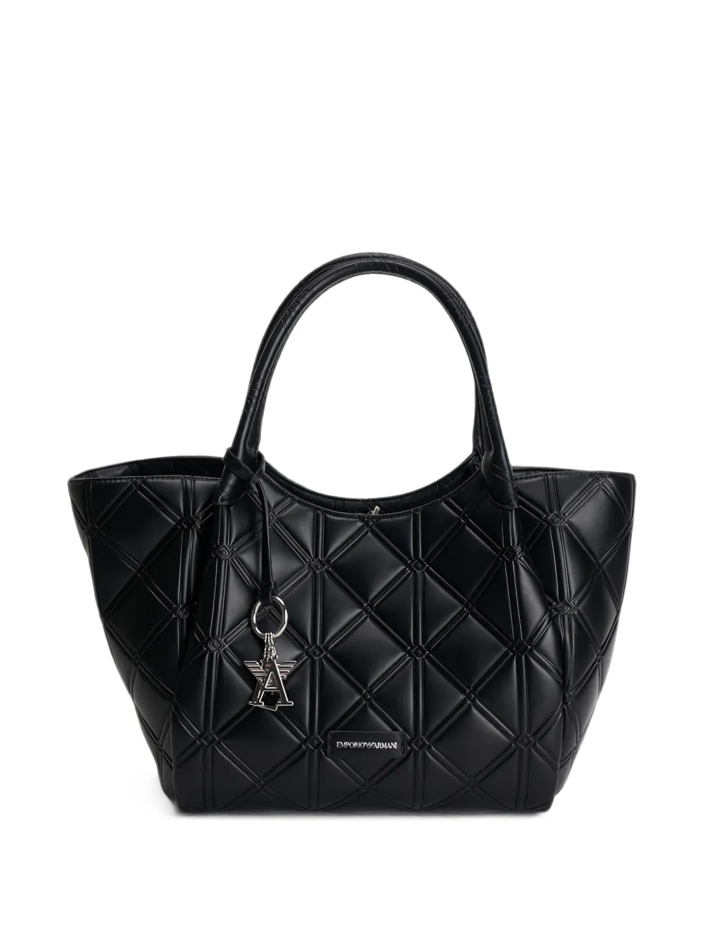 Emporio Armani quilted logo-patch shoulder bag - Nero