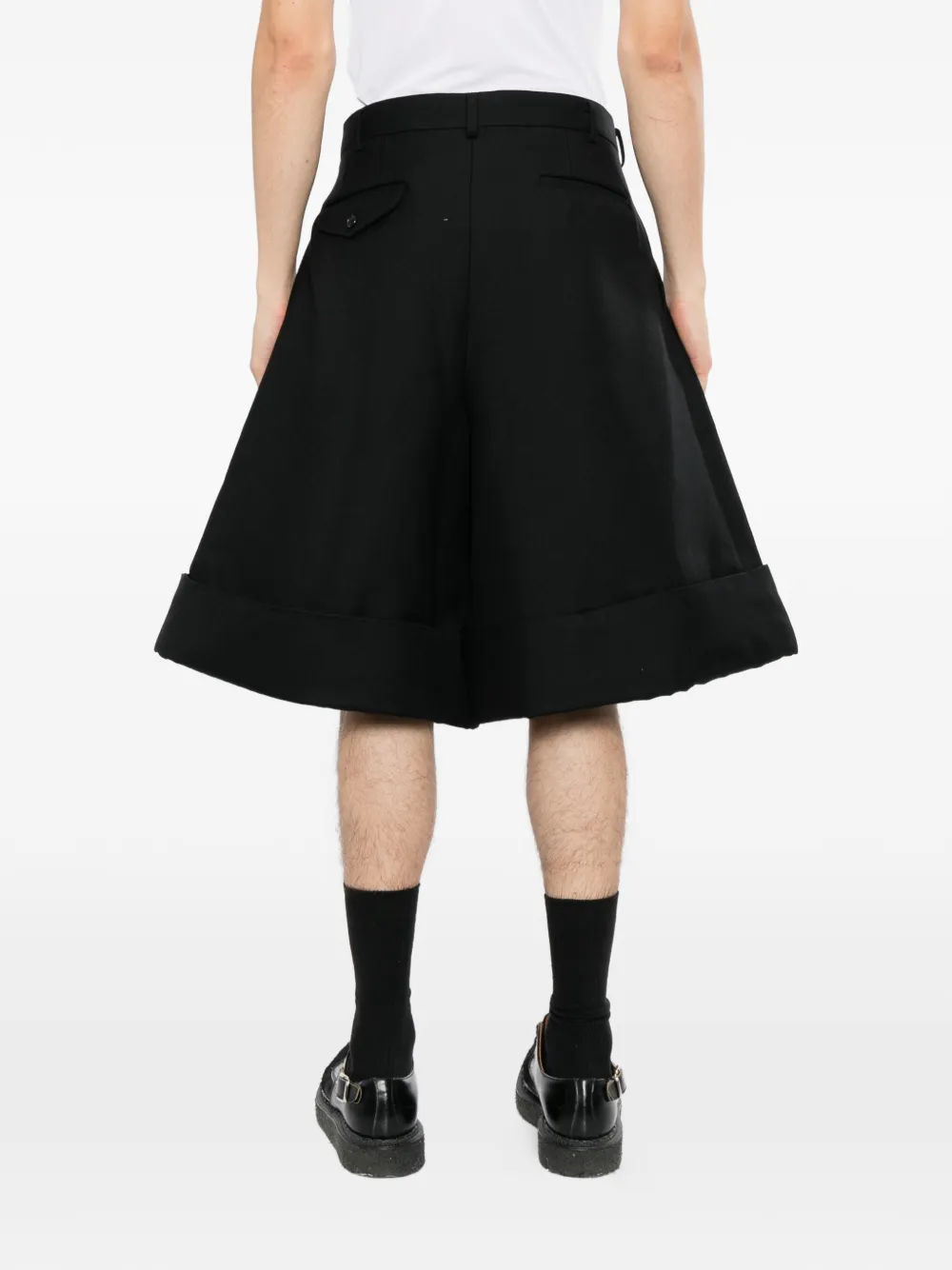 Comme des Garçons Homme Plus pleated turn-up shorts Zwart