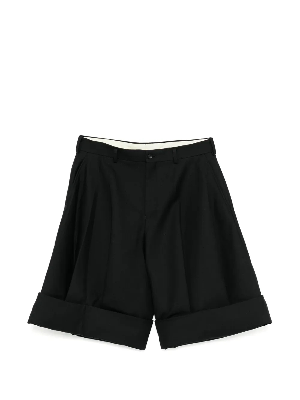 Comme des Garçons Homme Plus pleated turn-up shorts - Schwarz
