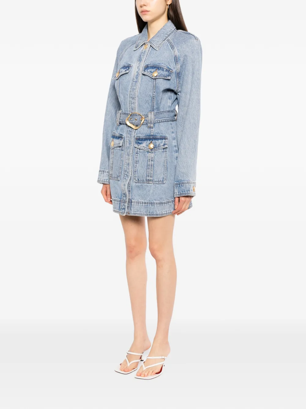 Aje Lyra denim jurk Blauw