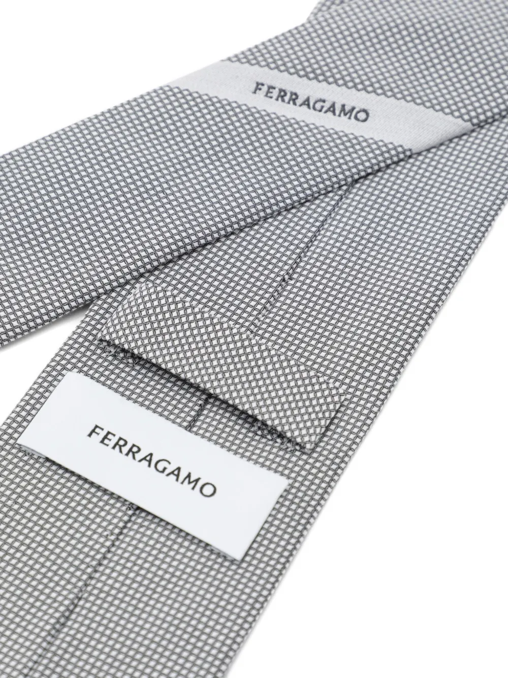 Ferragamo Piquet stropdas van katoen en zijde Grijs