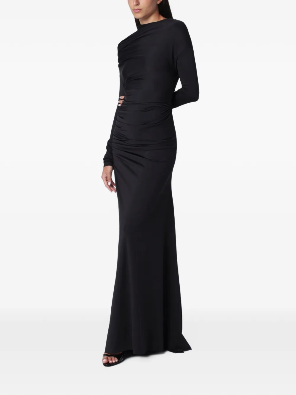 Victoria Beckham draped long-sleeve maxi dress - Nero