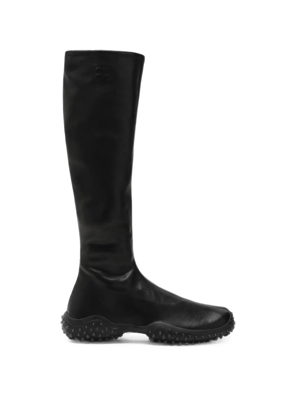 Miu Miu bottines à logo embossé et semelle à picots - Noir Miu Miu bottines à logo embossé et semelle à picots - Noir