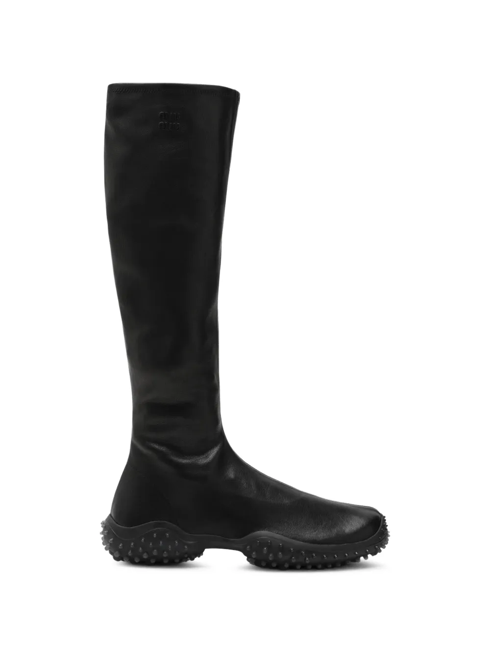 Miu Miu logo-embossed pebble-sole boots - Nero
