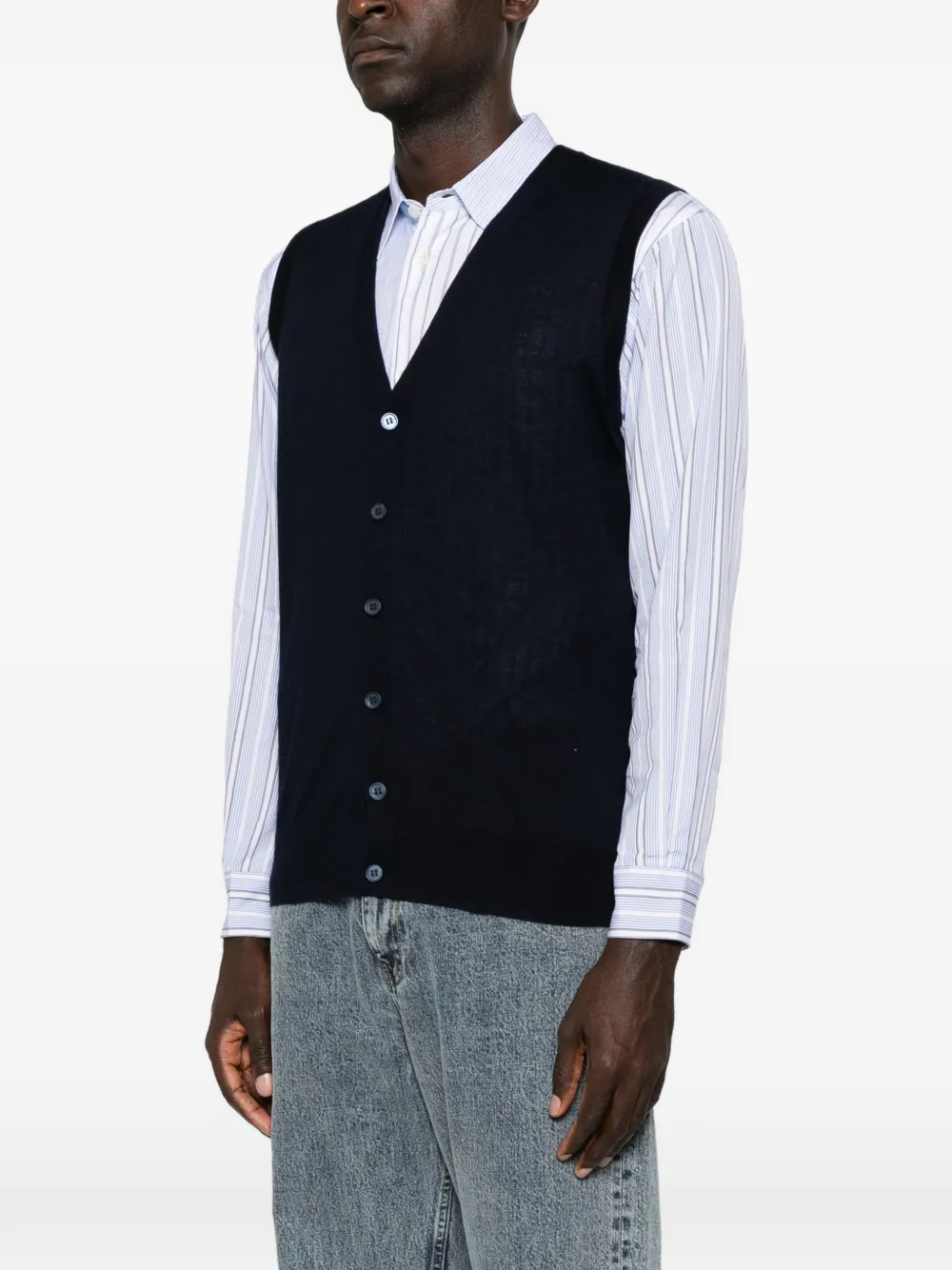 Corneliani Trui met knoopsluiting en V-hals Blauw