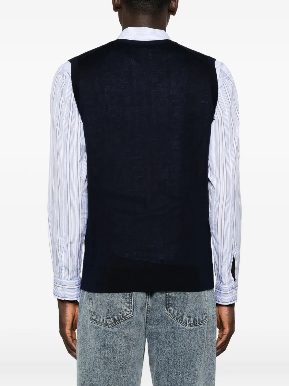 Corneliani Trui met knoopsluiting en V-hals Blauw