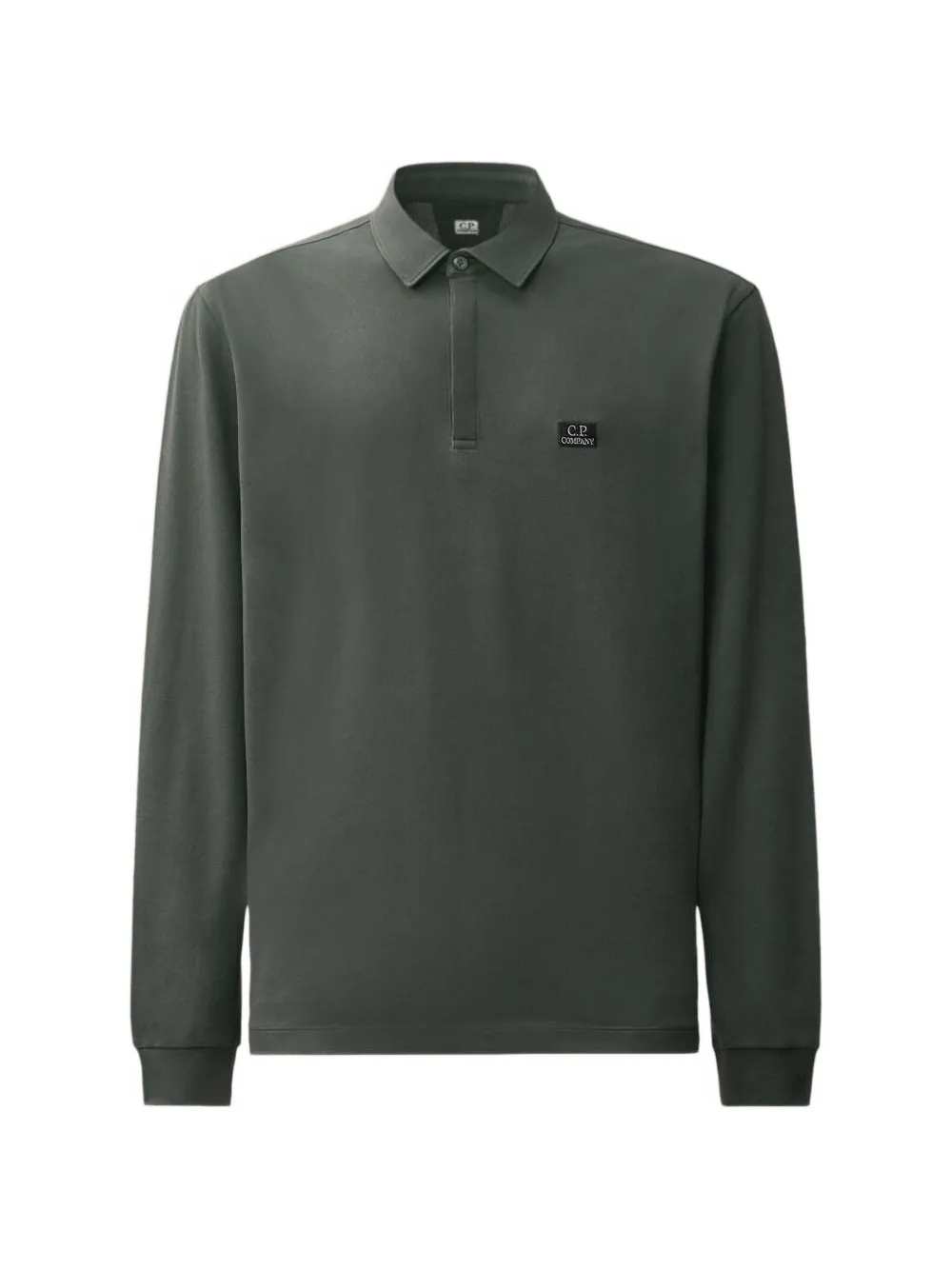 C.P. Company Polo in piqué elasticizzato a maniche lunghe con bottone - Verde