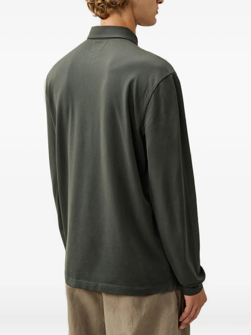 C.P. Company Stretch-piquet poloshirt met lange mouwen en één knoop Groen