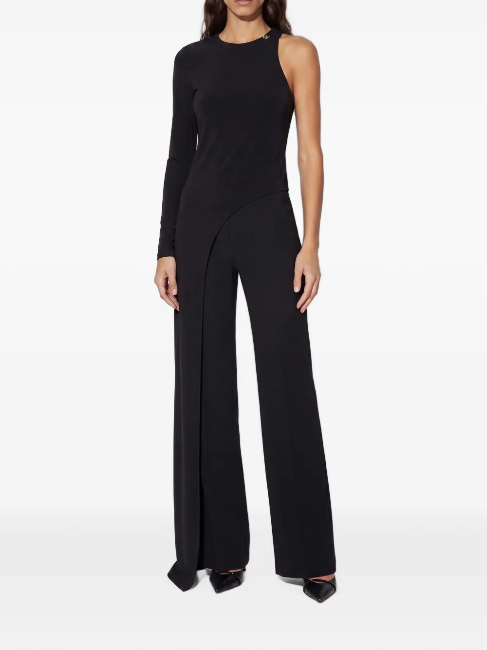 Elisabetta Franchi Top van glanzende jersey stof Zwart