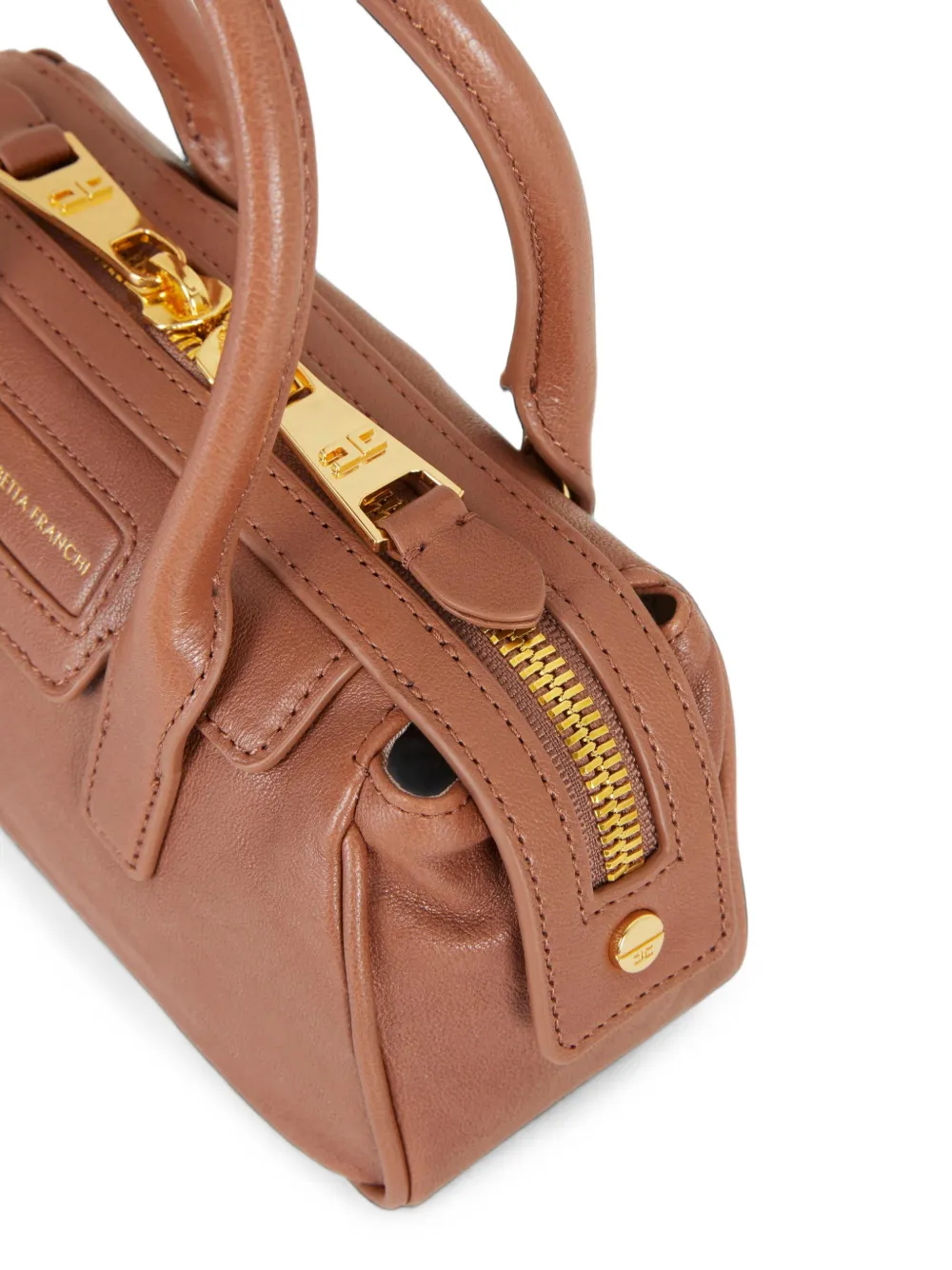 Elisabetta Franchi Kleine Boston leren tas Bruin