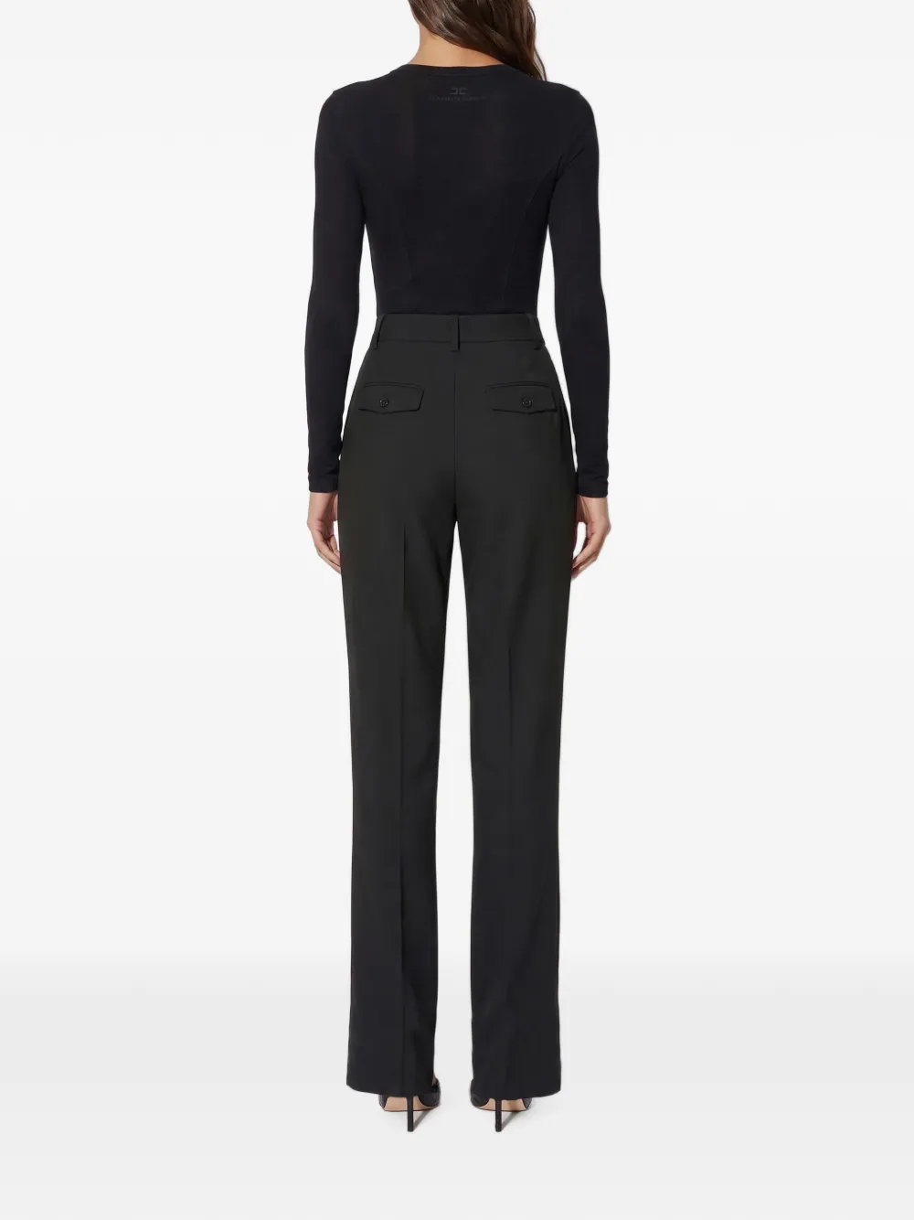 Elisabetta Franchi Soepelvallende gabardine broek Zwart