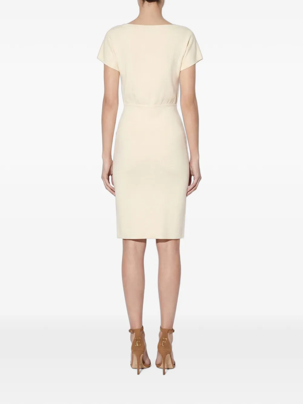 Elisabetta Franchi Gebreide jurk met sierknopen Beige