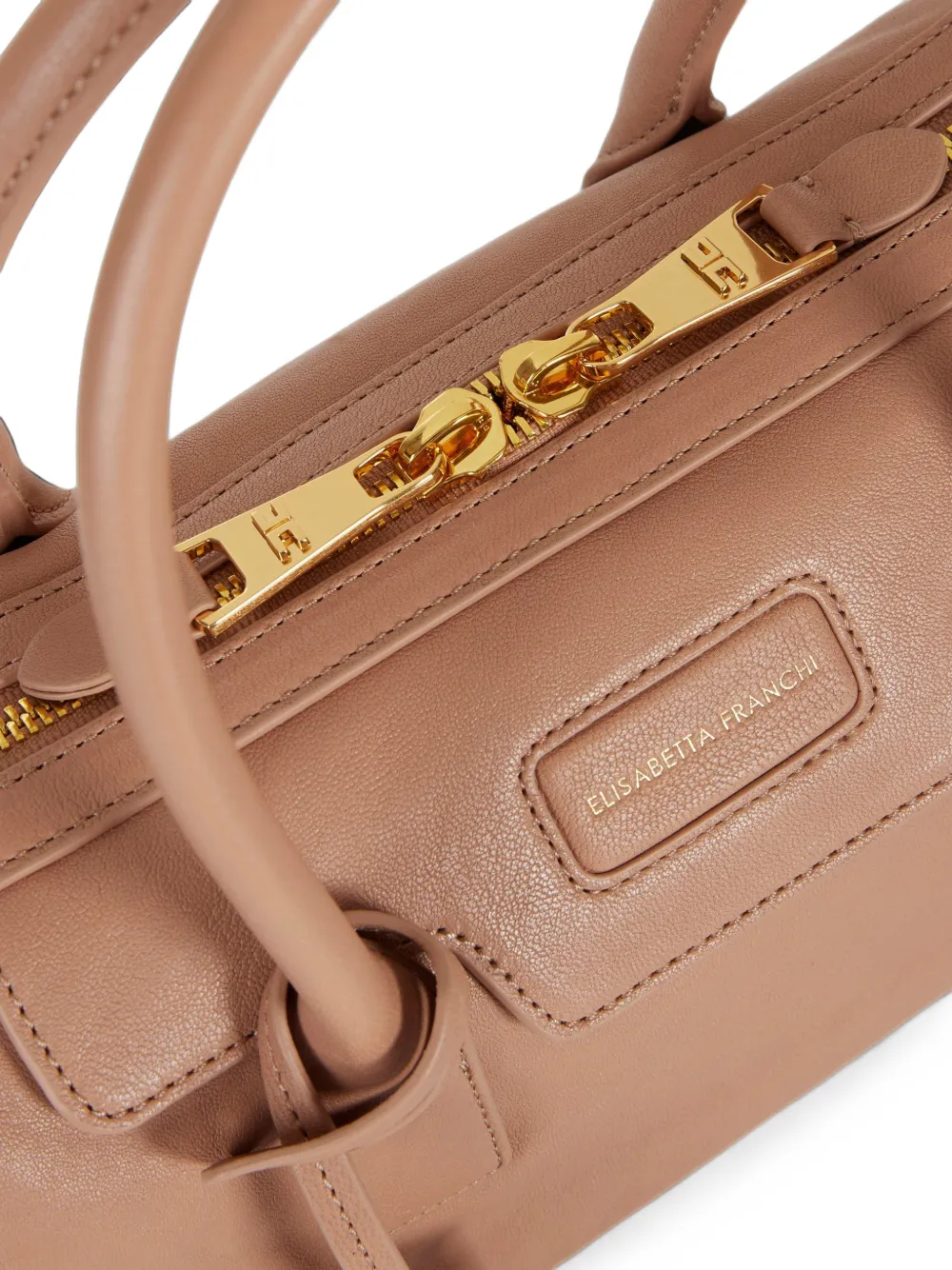 Elisabetta Franchi Kleine Boston tas van nappaleer Beige