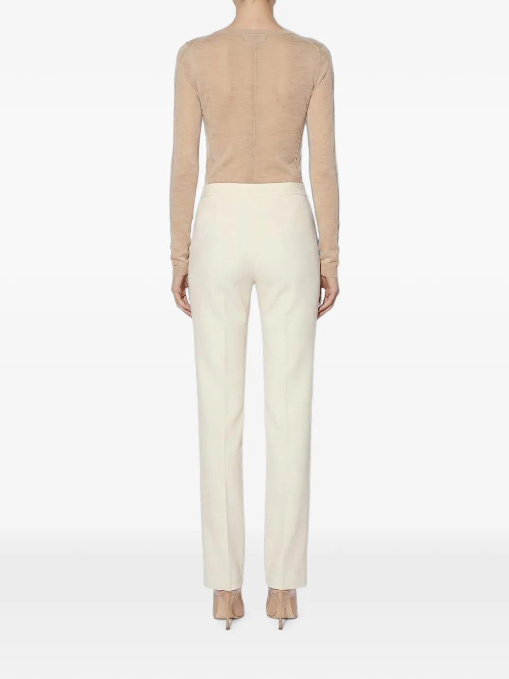 Elisabetta Franchi Stretch broek met dubbele laag crêpe Beige