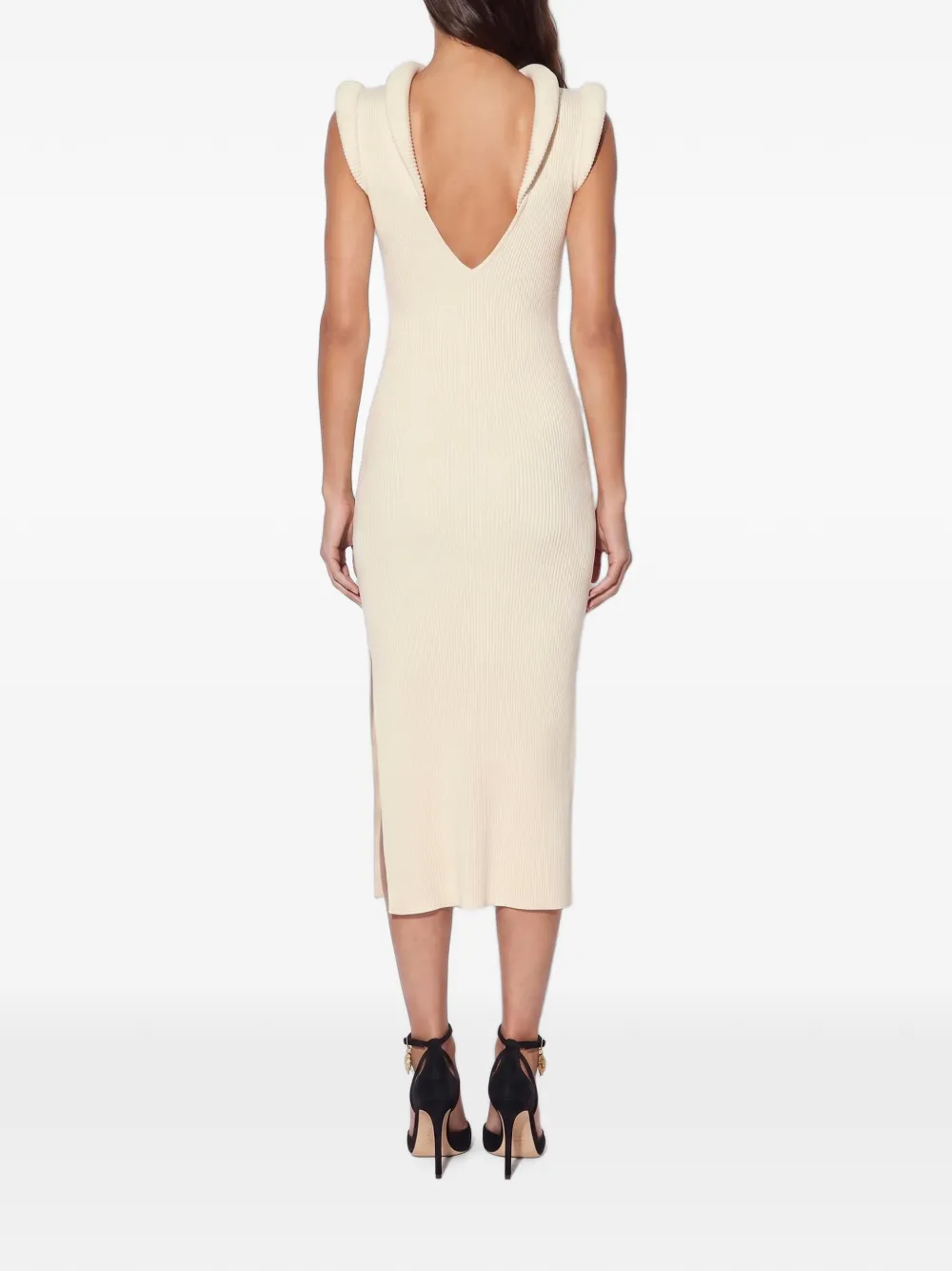 Elisabetta Franchi Gebreide jurk met 3D-details Beige
