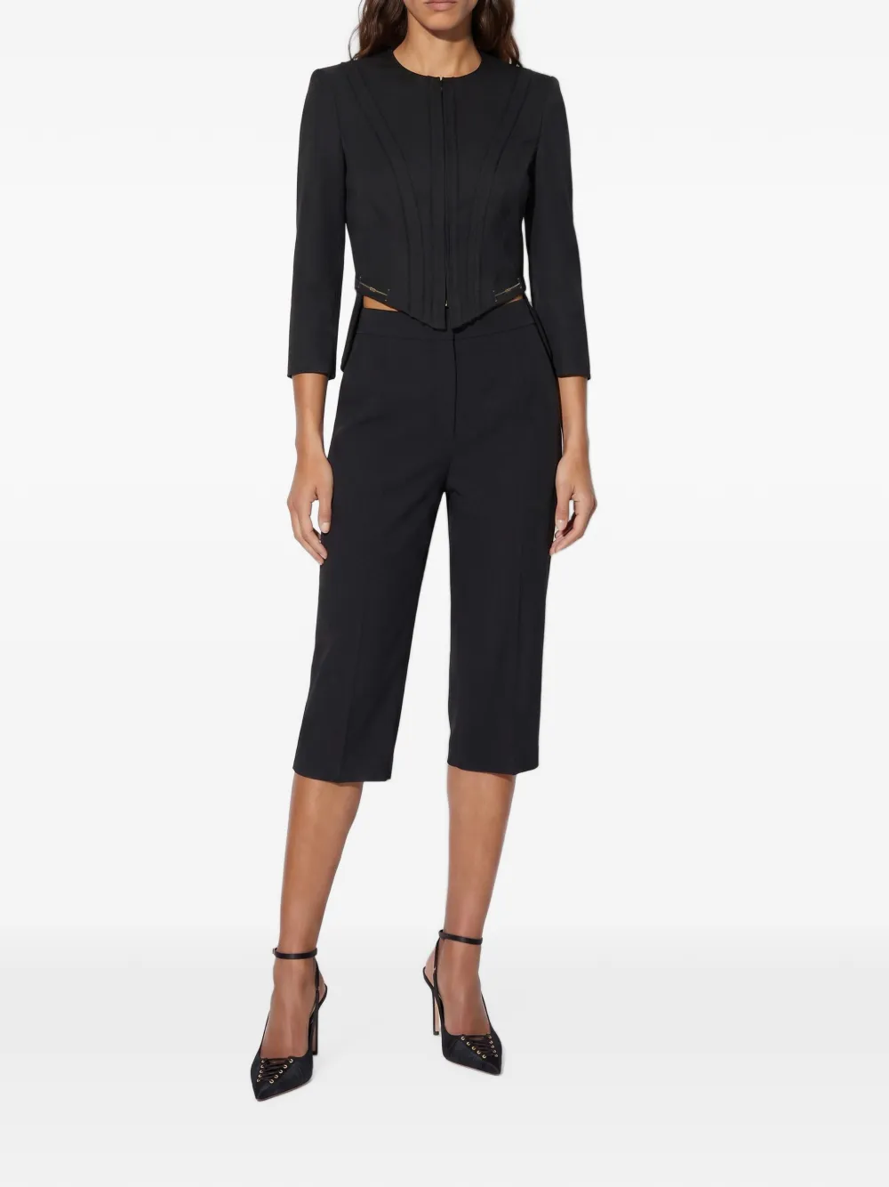Elisabetta Franchi Jack van gabardine stof met juwelen horsebits Zwart
