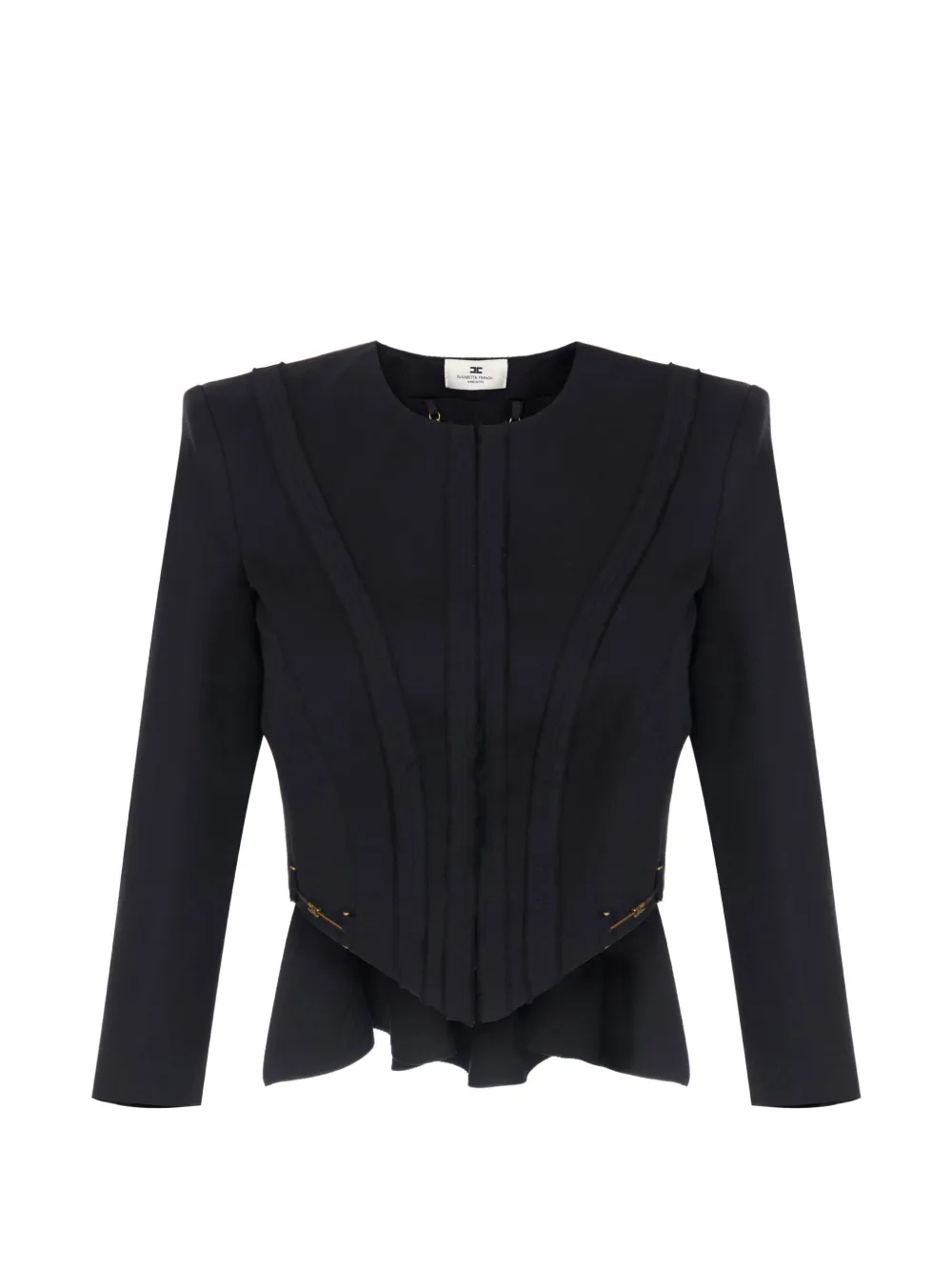 Elisabetta Franchi jacket in gabardine fabric with jewel horsebits - Nero