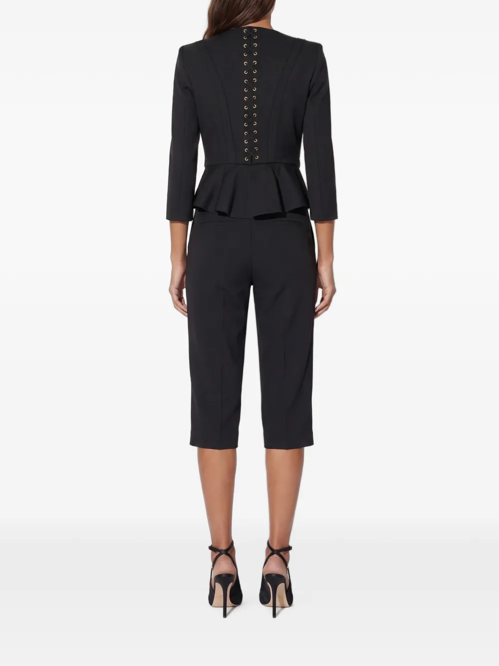 Elisabetta Franchi Jack van gabardine stof met juwelen horsebits Zwart