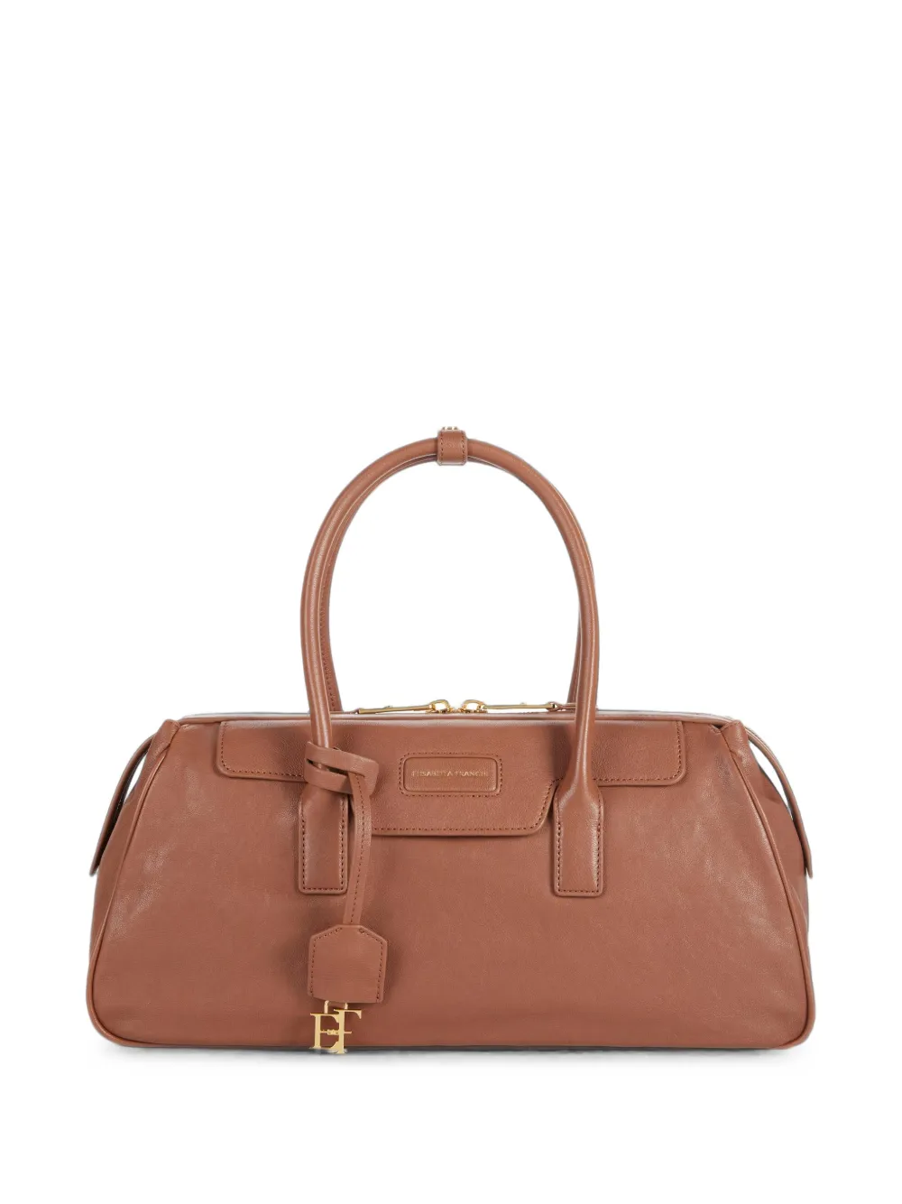 Elisabetta Franchi medium Boston bag in nappa leather - Marrone