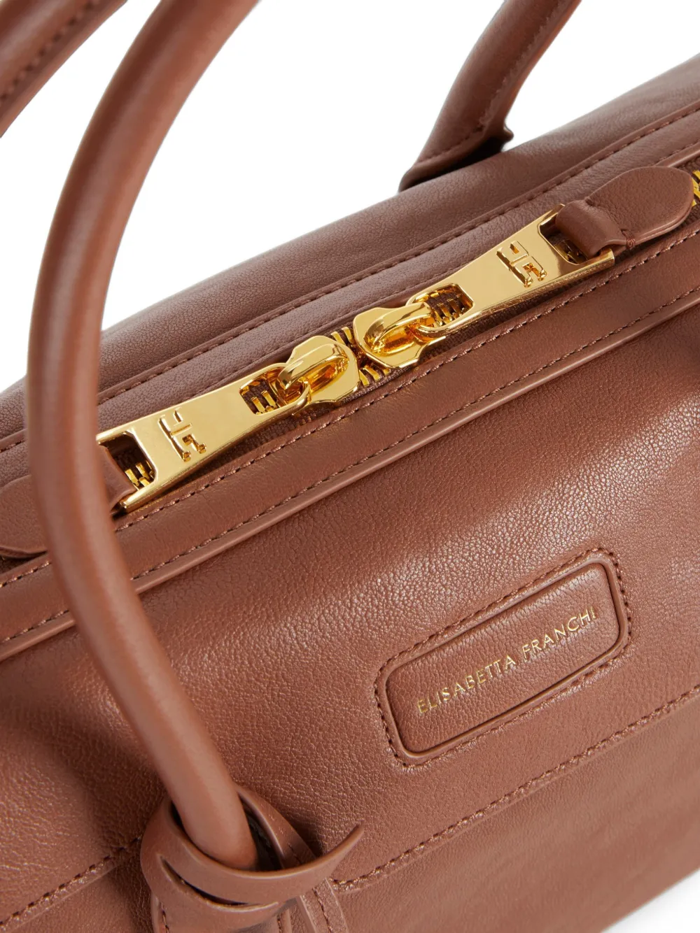 Elisabetta Franchi Medium Boston tas van nappa leer Bruin