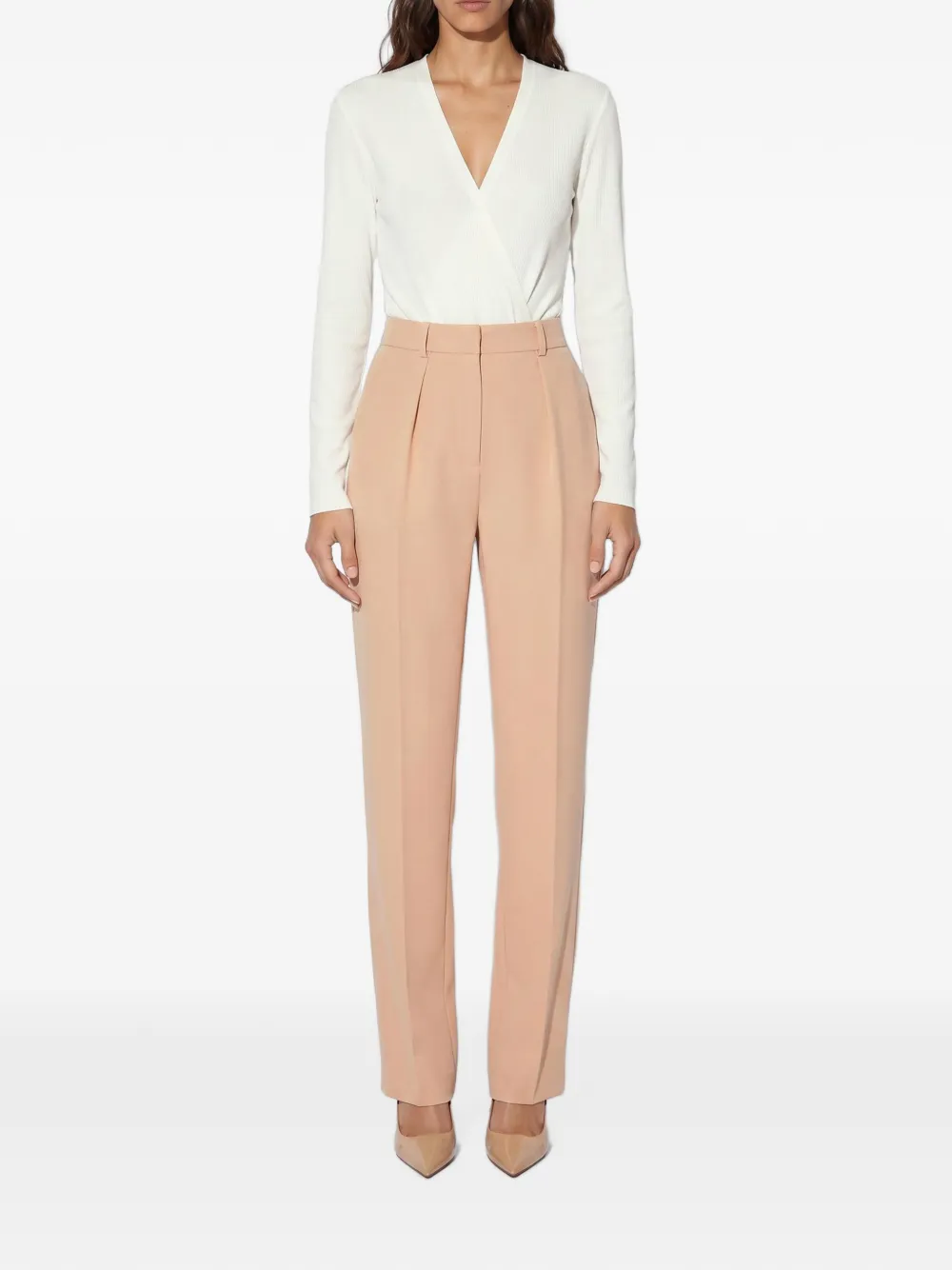 Elisabetta Franchi Lichtgewicht crêpe stoffen broek Beige