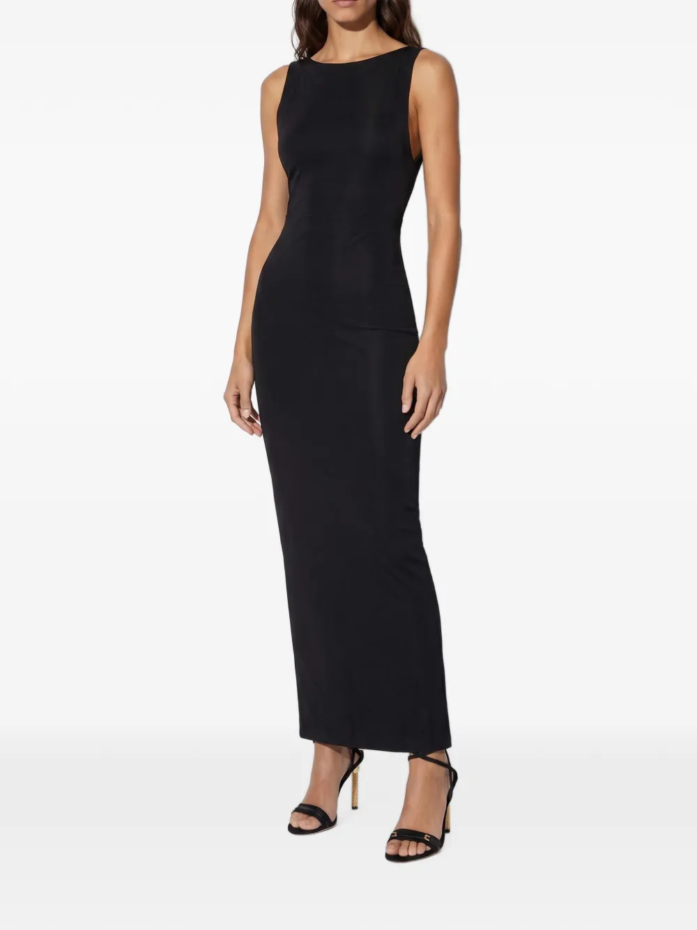 Elisabetta Franchi Red Carpet dress in shiny viscose fabric with charms