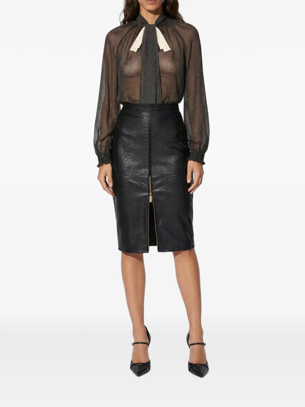 Elisabetta Franchi Crepon blouse met stippen Zwart