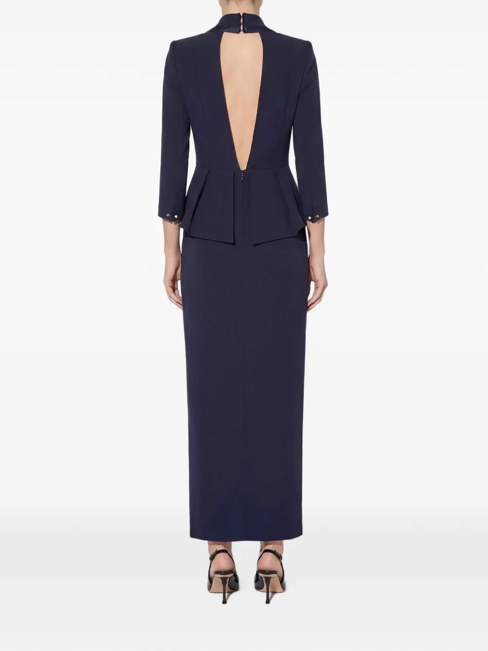 Elisabetta Franchi Red Carpet jurk van lichtgewicht crêpe en satijn Blauw