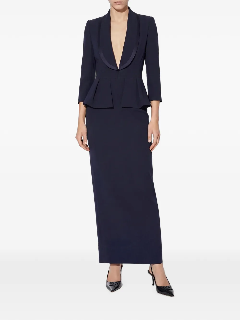 Elisabetta Franchi Red Carpet jurk van lichtgewicht crêpe en satijn Blauw