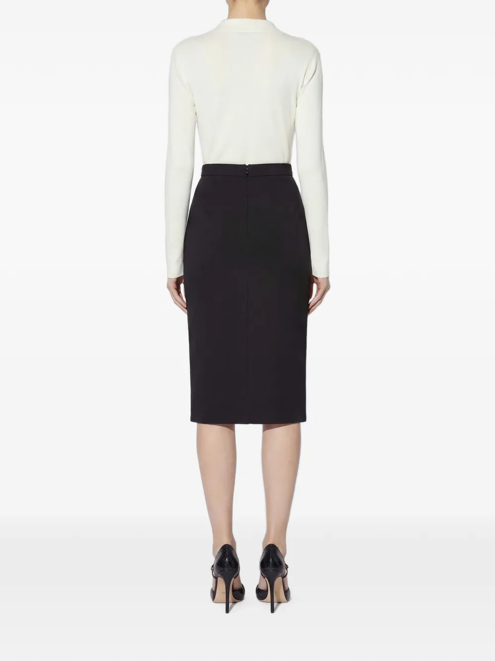 Elisabetta Franchi Rok van gabardine stof met juwelen horsebits Zwart