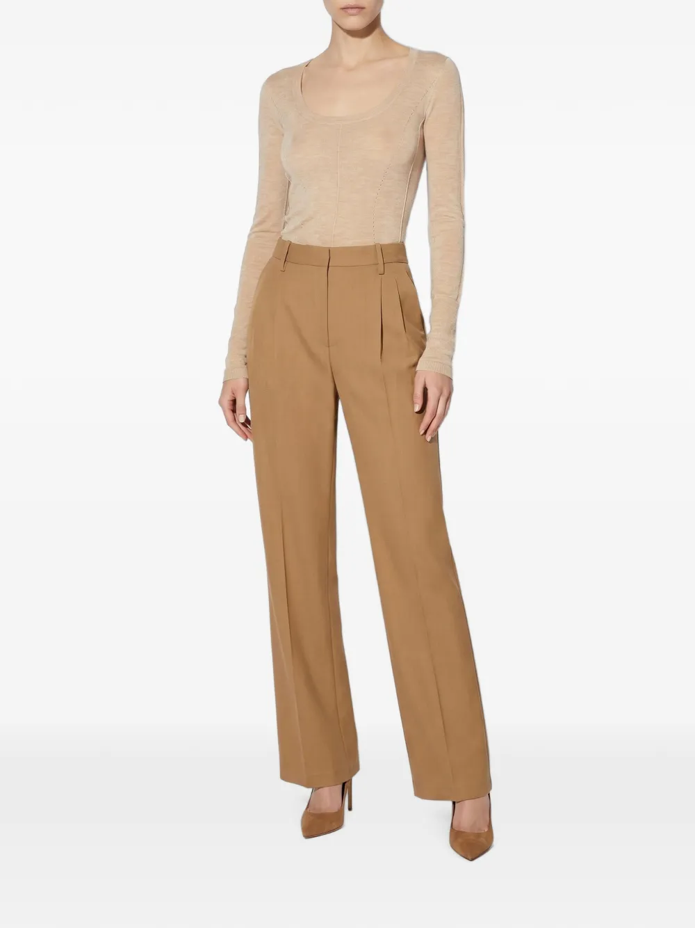 Elisabetta Franchi Flowing gabardine broek Beige