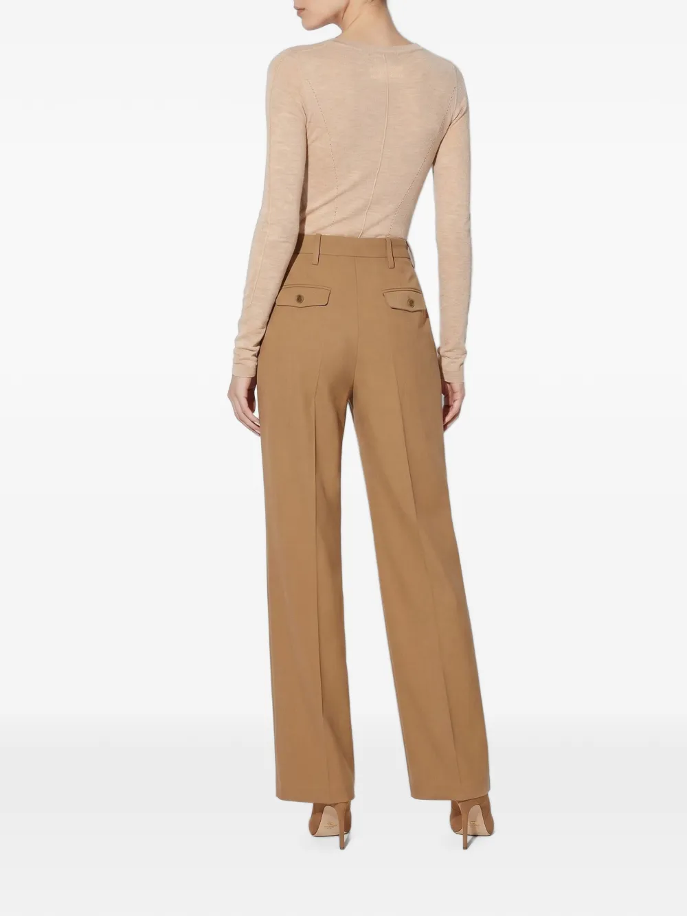 Elisabetta Franchi Flowing gabardine broek Beige