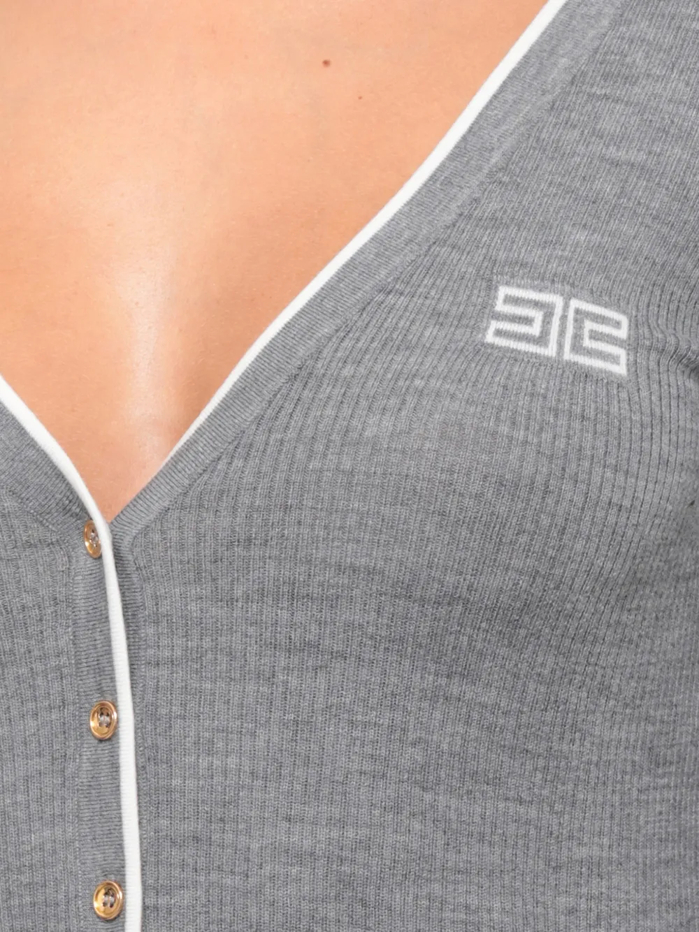 Elisabetta Franchi Vest met geborduurd logo en V-hals Grijs