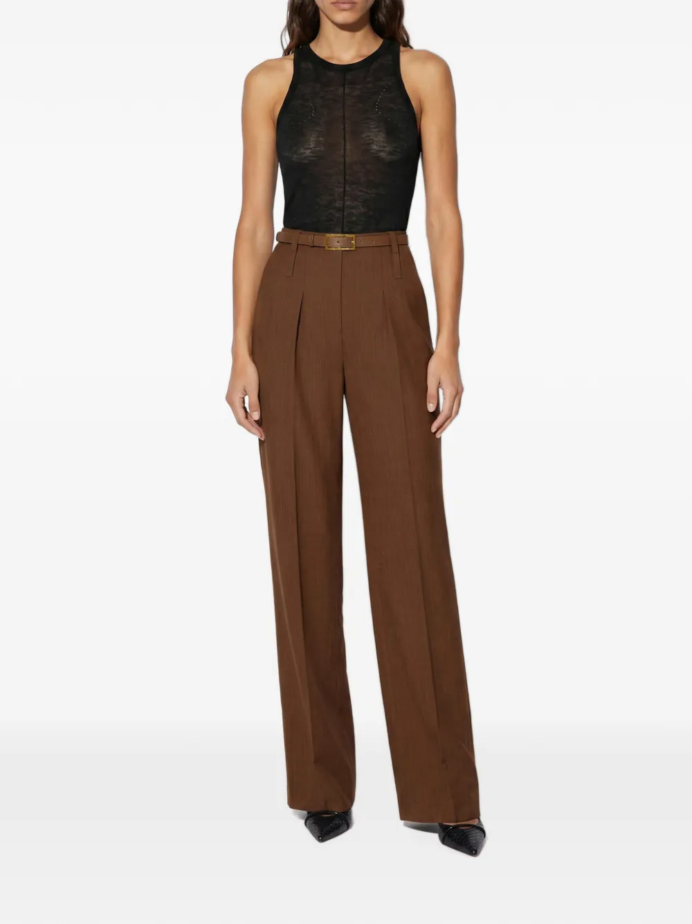 Elisabetta Franchi Wollen broek Bruin