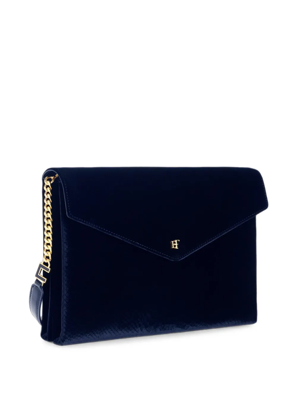 Elisabetta Franchi Fluwelen schoudertas met krokodillen-print Blauw