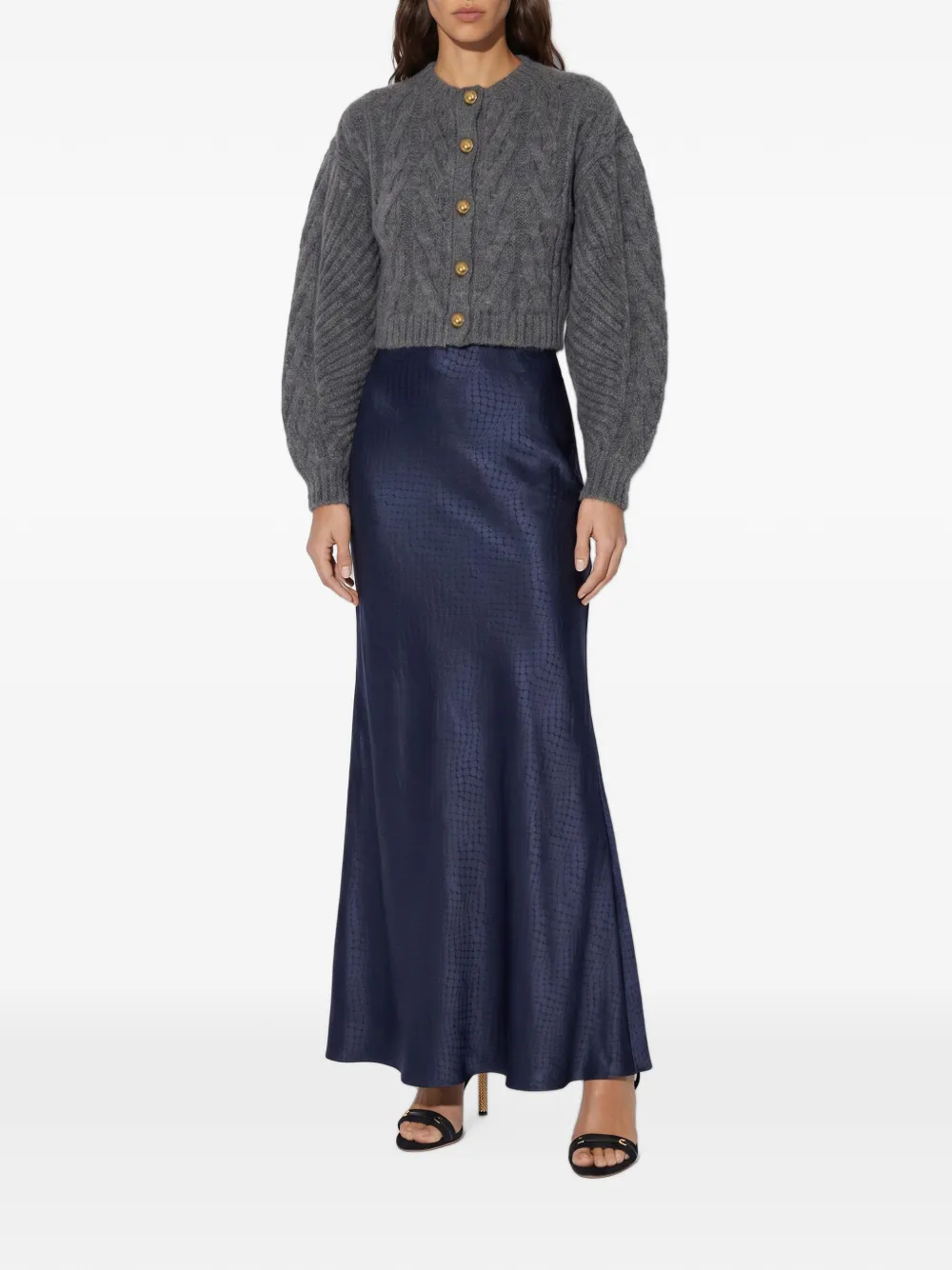 Elisabetta Franchi Satijnen rok met textuur Blauw