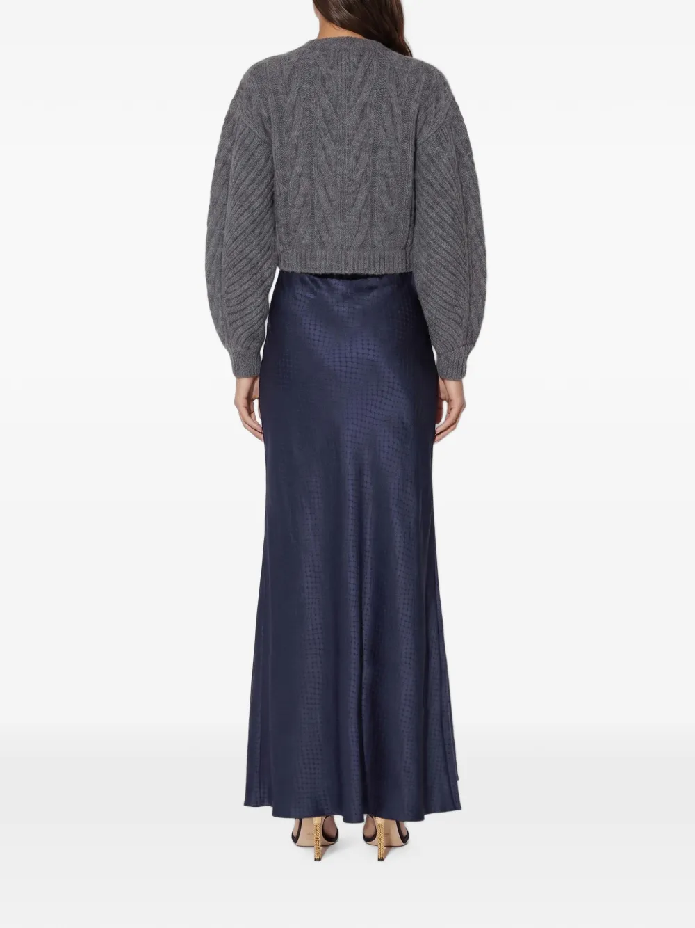 Elisabetta Franchi Satijnen rok met textuur Blauw