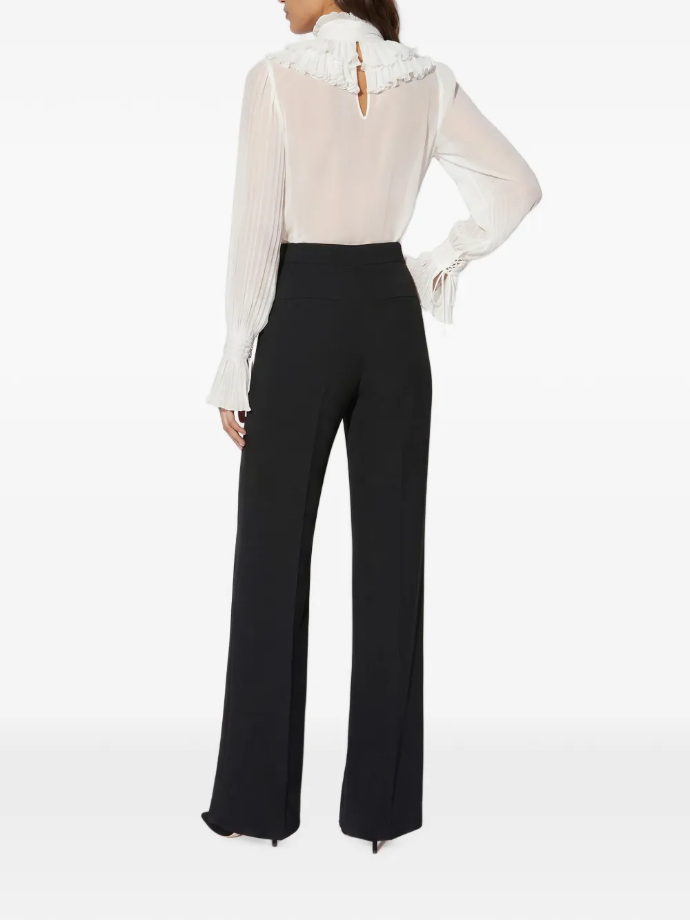 Elisabetta Franchi Blouse van georgette stof met sjerp Wit