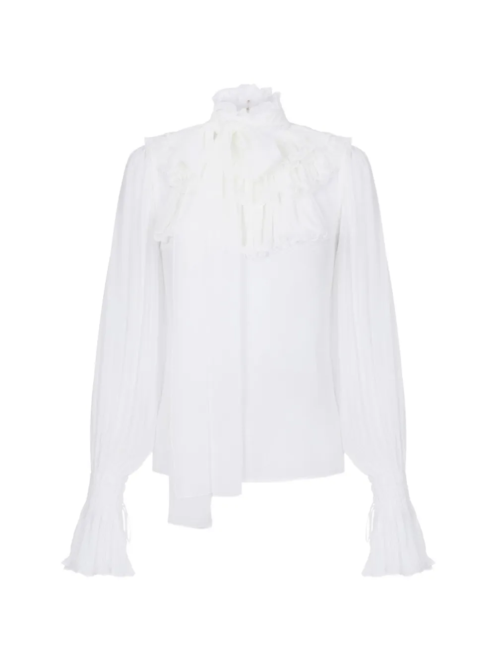 Elisabetta Franchi Blouse van georgette stof met sjerp Wit