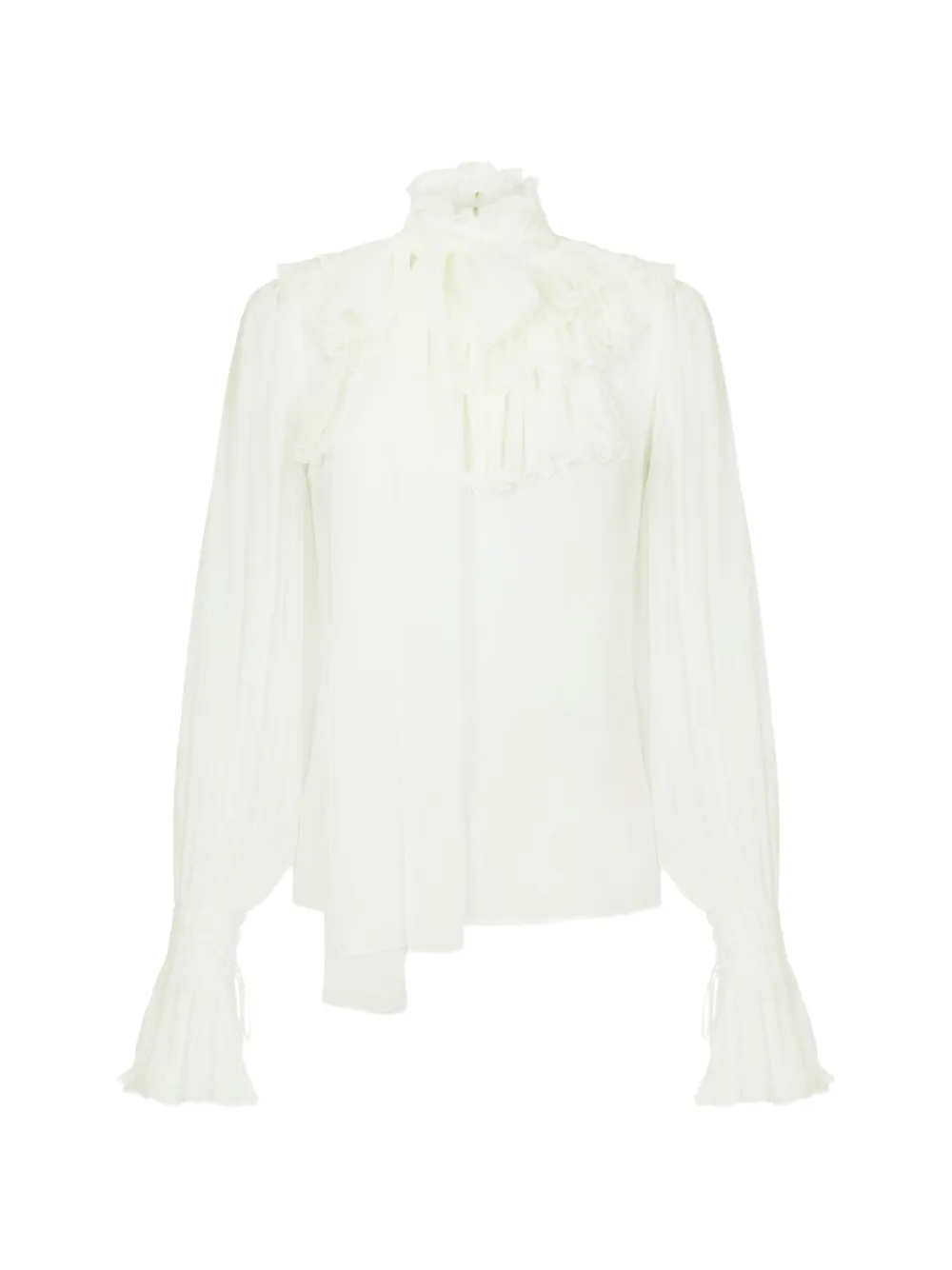 Elisabetta Franchi blouse in georgette fabric with sash - Bianco